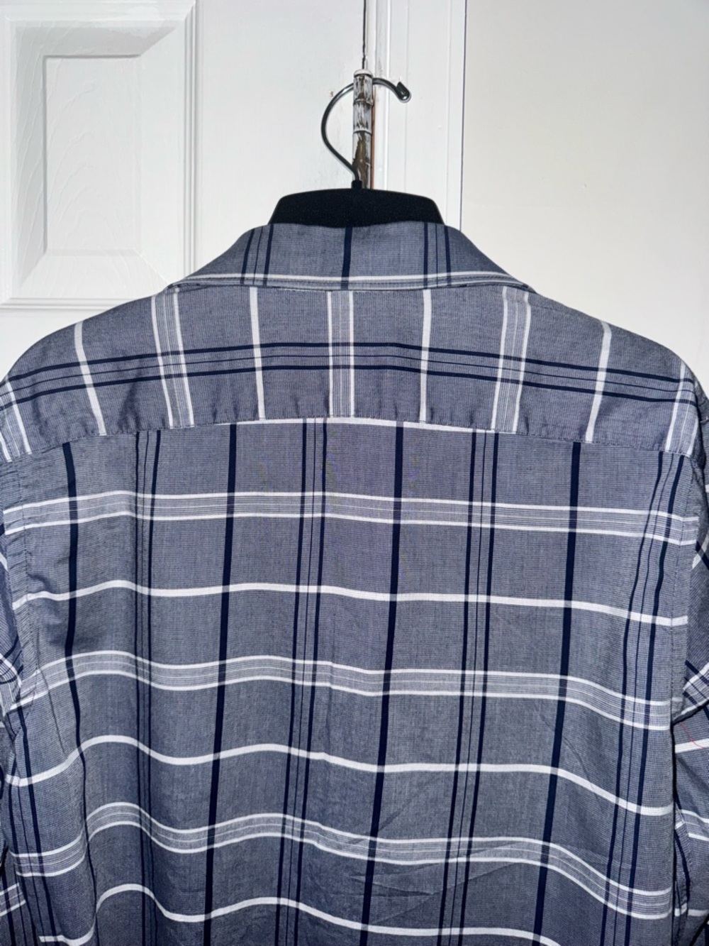 Apt. 9 Premier Flex Slim Fit Dress Shirt Mens 15.5 34/35 Gray Navy Plaid Stretch - Picture 9 of 10